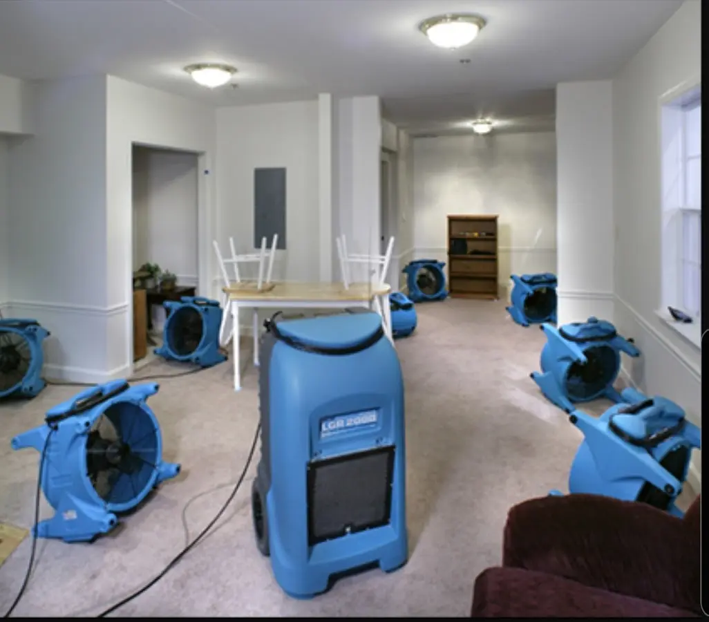 Air movers and dehumidifier setup for Water Damage Restoration in Eagle Pass